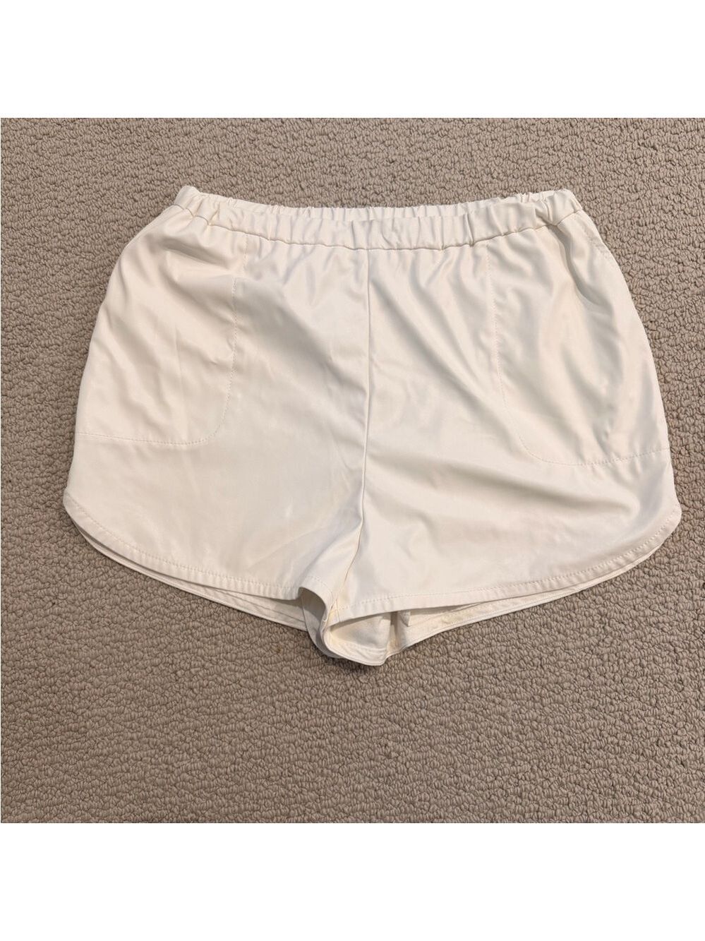 INTERMIX Cream Faux Leather Shorts size M